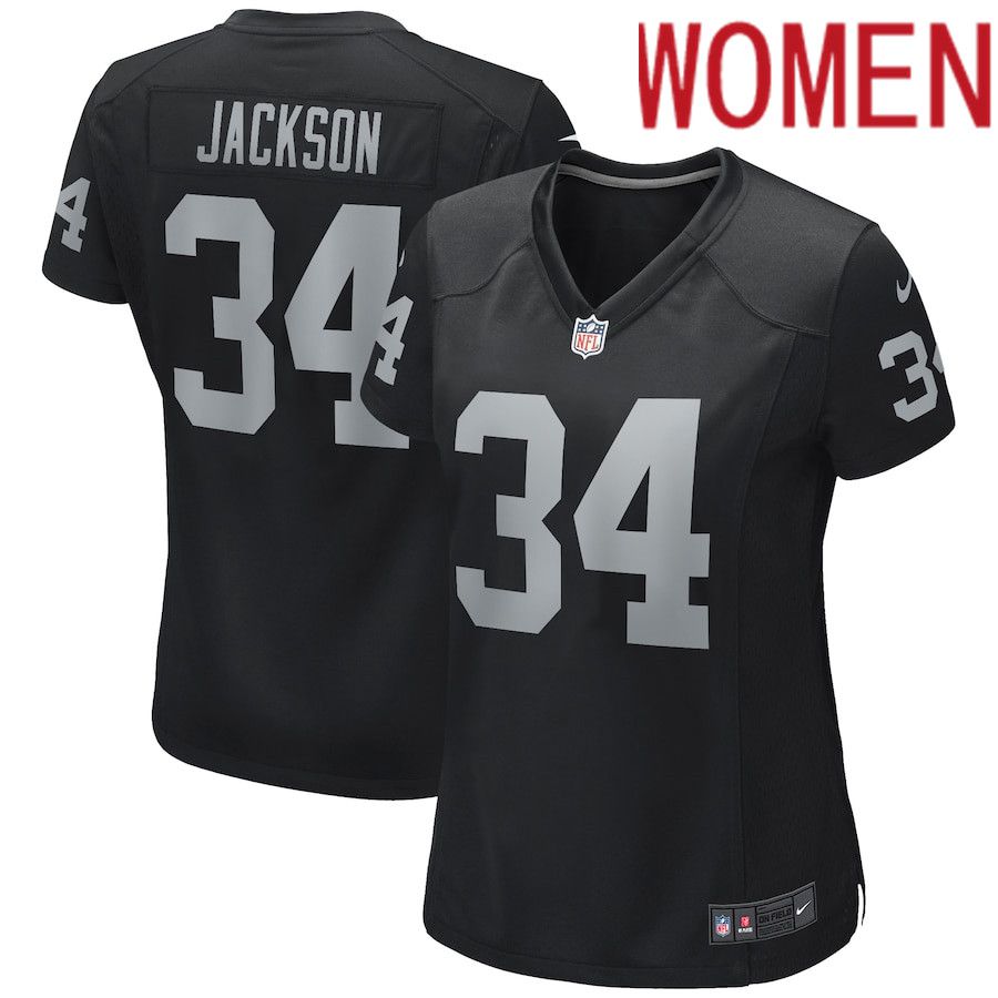 Women Oakland Raiders 34 Bo Jackson Nike Black Game Retired Player NFL Jersey